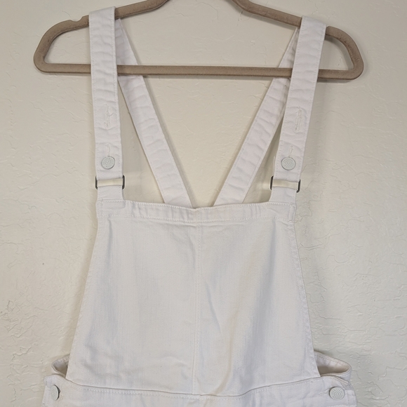 Levi's Denizen White Denim Bib Shortalls 90s Aesthetic Utility Chic - Picture 6 of 13